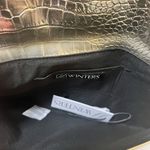 NWT JJ Winters Nikki Platinum Faux Croc Clutch Textured Envelope Bag Purse Gold Photo 9