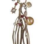 Chico's NWT Chico’s Leather Beaded Tassle Necklace Tan Gold Pink Photo 1