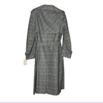 DONALD BROOKS For Main Street Plaid Trench Coat Belted Epaulets Fits Size Small Gray Photo 5