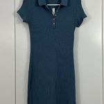 Madewell New Small Teal Blue Short Sleeve Ribbed Polo Knit Mini Dress Photo 6