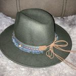 Western Cowboy Fedora Panama Party Formal Top Hat Bead Tassle Army Green Unisex Photo 2