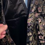 Millau LF Y2k Satin Asian Oriental Black GoldPink Floral Plunging neck NYE Dress Photo 5