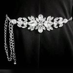 Beautiful silver and rhinestone chain belt Black Photo 3