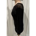 Boston Proper  Black Mesh Embroidered Top Whimsigoth Goth Dark Romantic Photo 5