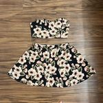 Forever 21 two piece bando top and skirt black with light pink flowers Photo 0