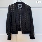 ZARA 🖤 Basic Black Mesh Cutout Bomber Jacket Size M Photo 5