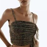 ZARA Gold Silver lurex Metallic Sleeveless Short Crop Top w/Ruffle Front Sz L Photo 8