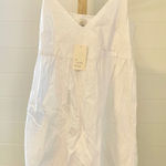A New Day  White Textured Babydoll Dress Smocked Top Mini Size M Photo 0