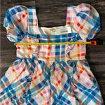 Pink Ripple Plaid Dress Puff Sleeve Square Neck Cottagecore Midi Sundress M $67 Size M Photo 5