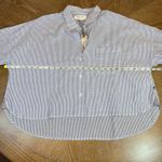 Alex Mill NWT Cropped Jo Shirt Button Down Stripped Cotton Navy Blue White Sz XL Photo 5