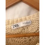 ZARA Cream Crochet Knit Open Weave Sweater Boho Scalloped Hem S Festival Beach Photo 5