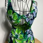 Aerie  women’s Floral Cutout One Piece in Green and Blue size M Photo 5