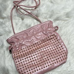 Vintage 90’s Pink Shimmer Leather Studded Drawstring Bag B93 Pink Photo 0