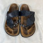 Betula Birkenstock Thong Sandals Black Leather Pearls Size 38 W7 Photo 2
