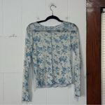 SheIn  Blue Floral Sheer Mesh Blouse Size‎ Small Photo 3