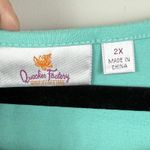 Quacker Factory  Womens Top 2X Blue‎ Sequin 3/4 Sleeve Blouse 100% Cotton Mature Photo 3