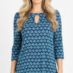 Tracy Reese Anthropologie Plenty by  Teal and green Geometric Blouse size medium Photo 0