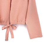 Fabletics Anna Tie-Back Crop Sweatshirt Waffle Knit Pale Peach Pink XS Photo 5