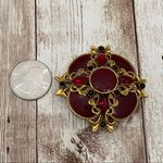 Vintage Red Enamel Revival Victorian Brooch Photo 5