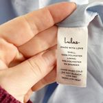 Lulus  Love It Light Blue Satin Floral Jacquard Asymmetrical Midi Dress Blue M Photo 4