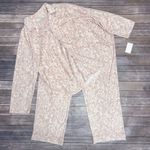 Ellen Tracy Ivory Pink Leopard Velour Button Up Elastic Waistband Pants Pajamas Photo 0