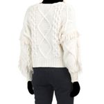 Cyrus Womens Ivory Fringe Cable Knit Gorgeous Winter Chic Sweater - Sz L Photo 1
