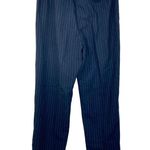 H&M pinstripe drawstring waist pants ladies 8 dark blue tapered trousers Photo 2