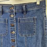 J Crew Factory Women's Button Front Denim Skirt Knee Length Blue Size 4 Photo 2