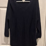 Talbots Womens Sweater Large Navy Blue Knit Pullover Top Long Sleeve Photo 0