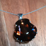 Swarovski Smoked Topaz Crystal Shield Sterling Silver Pendant Necklace Photo 0