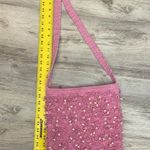 Hand Crafted Pink Crocheted Crossbody Bag with Full Zipper White Bead Accent Photo 8