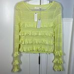 Anthropologie By Ruffle Sweater Crochet Long Sleeve Size small nwt green whimsy Photo 1