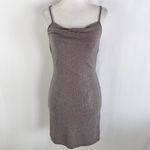 Topshop Metallic Foil Spaghetti Strap Bodycon Mini Dress Grey Silver Size 2 Photo 4