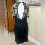 Scala Vintage 100% Silk Fully Beaded Floral Midi Dress Formal Cocktail Large Photo 8