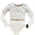 Kate Spade  Belted Long Sleeve One Piece rash guard Shell Jacquard Swimsu… Photo 3
