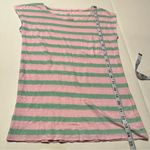 J.Crew Pink Green Stripe 100% Linen Cap Sleeve Pocket Shirt Top Size XS *FLAW* Photo 6