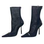 Saint Laurent  Oxalis 115mm Mesh Pointed Toe Ankle Boots Black Size 37 Photo 7