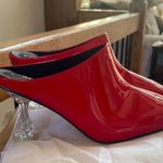 Chic Red Patent Leather Mules size EU 37 kitten heel pointed toe holiday Photo 1