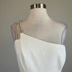AQUA One Shoulder Beaded Double Strap Mini Sheath Cocktail Dress White Size 14 Photo 6