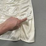 superdown  Revolve White Satin Mini Dress S Lace Trim Tie Strap Ruched Bodycon Photo 12