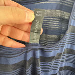 Lane Bryant Top 26/28 Blue Black Striped Sheer Dolman Oversized Ruched Plus Photo 1