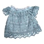 POL Muted Teal Off The Shoulder Crochet Lined Top Small Flirty Feminine NWOT Photo 6