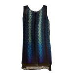 Worthington  Women's Blue Green Black Sleeveless Layered Shark-bite Blouse Small Photo 2