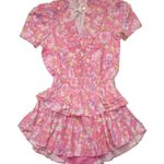 Love Shack Fancy NWT Ellis Mini in Pink Party Bash Ruffle V-neck Cotton Dress XL Photo 0