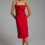Anthropologie Red Hutch Satin Bow Midi Dress Photo 3