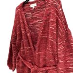 Knox Rose  Cardigan Sweater Womens XL Burgundy Red Fuzzy Eyelash Tie Front Cozy Photo 3