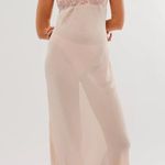 Free People NWOT Intimately  Pink Beaded Midnight Magic Maxi Slip Sheer Dress XS Photo 0