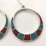 Sterling Silver  Turquoise Inlay Earrings Photo 3