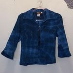 Lina Ge Fashion Vintage Blue tie-dye Corduroy Pant Suit Blazer Pants Flare Photo 5