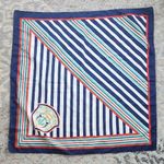 VINTAGE NEWPORT YACHT CLUB NAUTICAL ITALIAN SQUARE SCARF BY BERKSHIRE Blue Photo 2